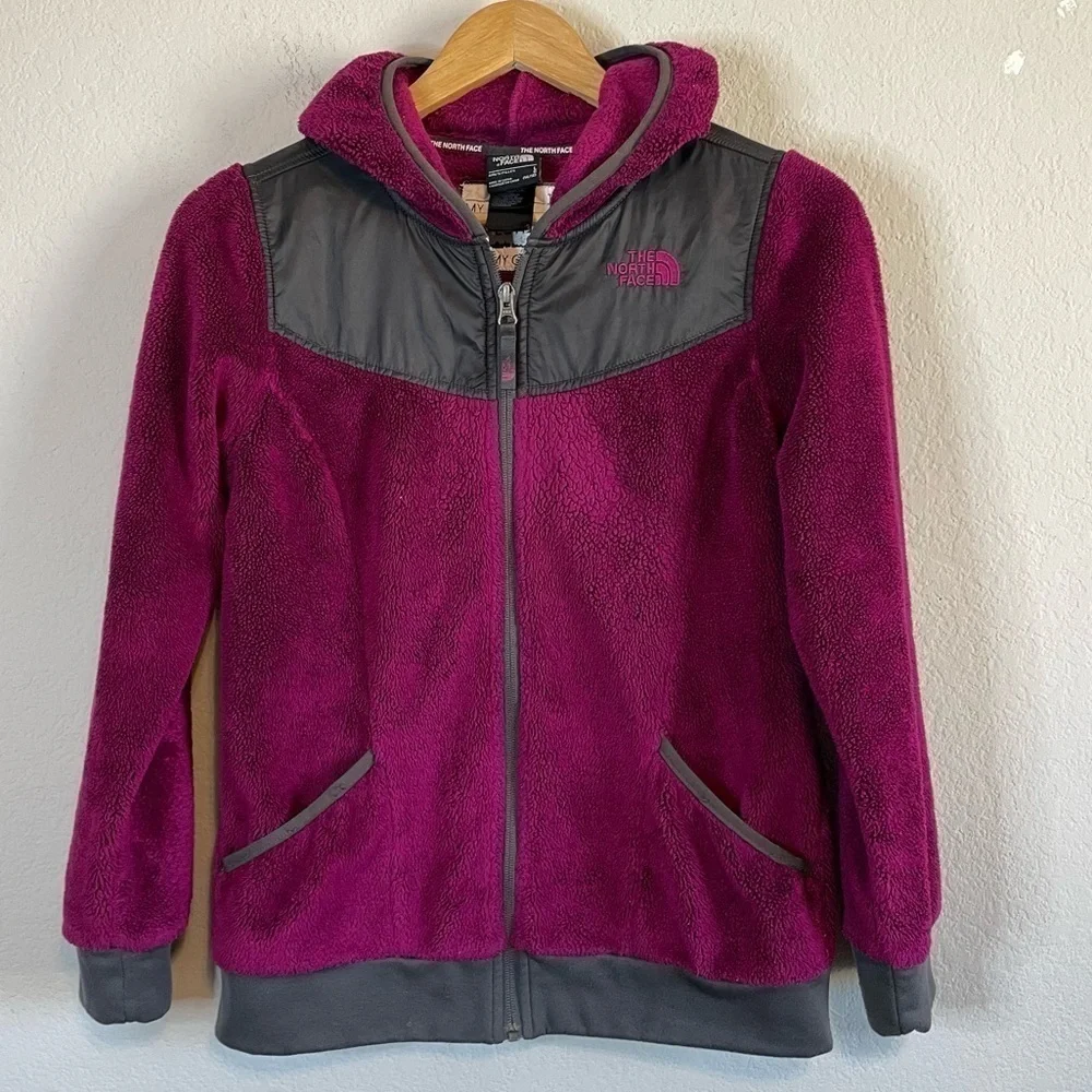 The North Face Full Zip Front Fleece Purple Hooded Jacket Youth Size Large